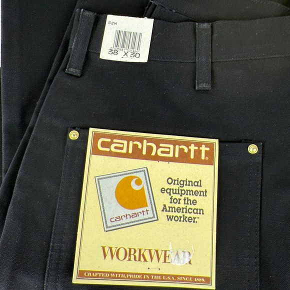 Carhartt B01 BLK 52W Double Front Work Dungaree Pants Black 38x30 USA NWT